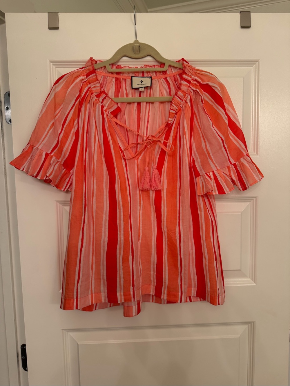 Tuckernuck Sunrise Stripes Cassis Top with Tassel Tie